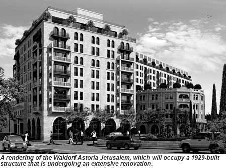 A rendering of the Waldorf Astoria Jerusalem.