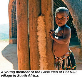 A young member of the Gasa clan at Phezulu village in South Africa.