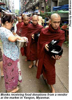 Monks in Yangon, Myanmar.
