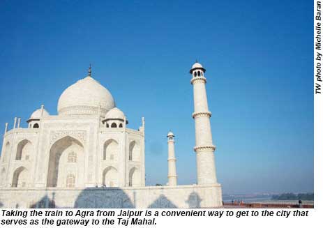 Taking the train to Agra from Jaipur is a convenient way to get to the city that serves as the gateway to the Taj Mahal.