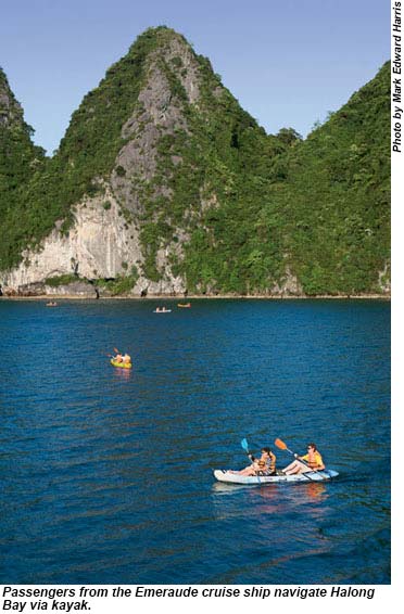 Kayaking in Halong Bay.