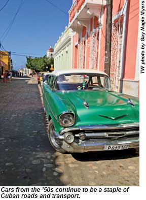 Cars from the 50s continue to be a staple of Cuban roads and transport.