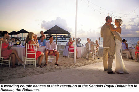 Wedding reception at Sandals Royal Bahamian, Nassau.
