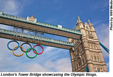 Tower Bridge with the Olympic Rings
