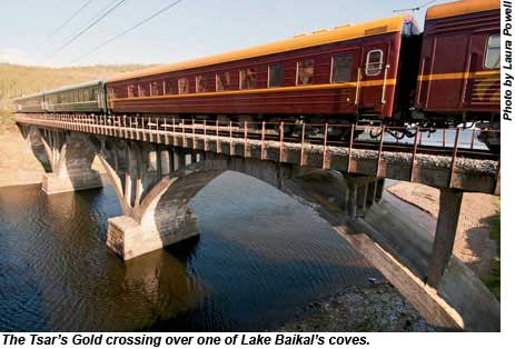 The Tsars Gold crossing over one of Lake Baikals coves.