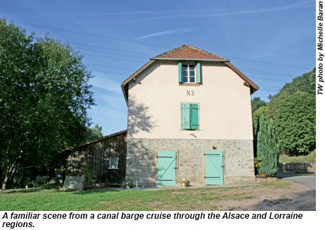 Familiar scene from a canal barge cruise through the Alsace and Lorraine regions.