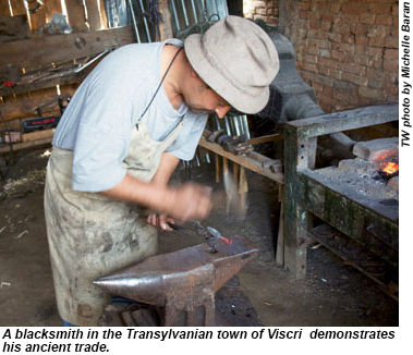 Blacksmith in Viscri, Romania.