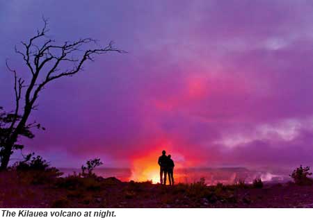 Kilauea Volcano at night