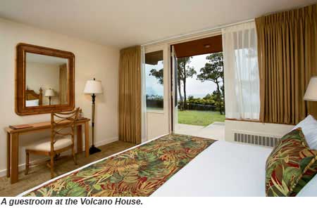 A guestroom at Volcano House.