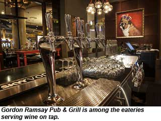 Gordon Ramsay Pub serves wine on tap.