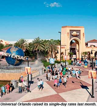 Universal Orlando raised its single-day rates.