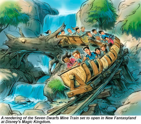 A rendering of the Seven Dwarfs Mine Train.