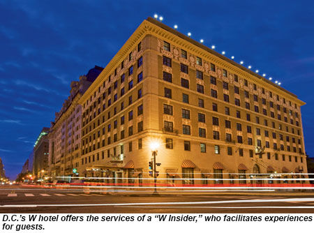 The W hotel offers the services of a W Insider.
