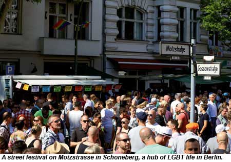A street festival on Motzstrasse in Schoneberg, a hub of LGBT life in Berlin.
