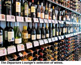 The wine wall at the Departure Lounge.