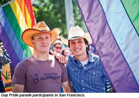 Gay Pride parade participants in San Francisco.