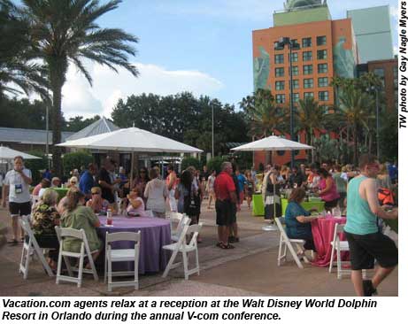 A reception was held for Vacation.com agents at the Walt Disney World Dolphin Resort in Orlando.