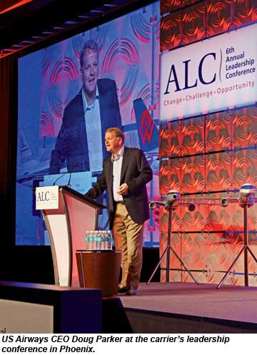 US Airways CEO DougParker at the carriers leadership conference in Phoenix.