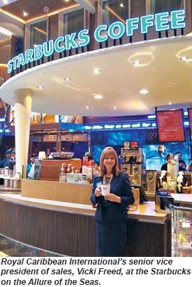Vicki Freed at the Starbucks on the Allure of the Seas