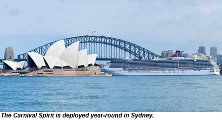 The Carnival Spirit is deployed year-round in Sydney.