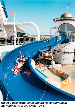 The two-deck water slide aboard Royal Caribbeans Jewel of the Seas.