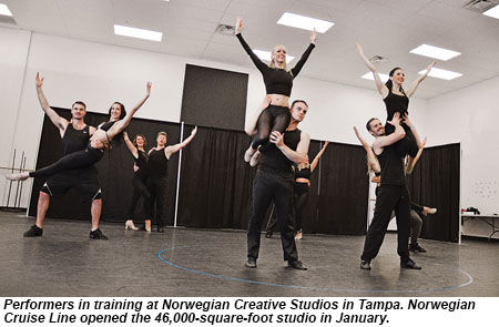 Performers in training at Norwegian Creative Studios in Tampa.