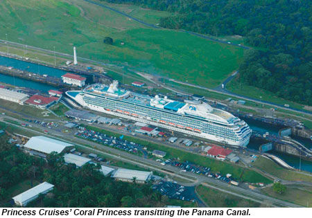 The Coral Princess in the Panama Canal.