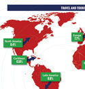  map of travel and tourism contribution to GDP, by region