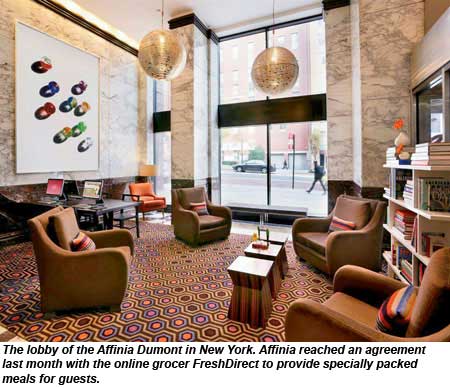 The lobby of the Affinia Dumont in New York.
