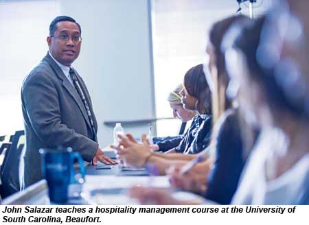 John Salazar teaches a hospitality management course at the University of South Carolina, Beaufort.
