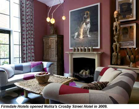 The lobby at the Crosby Street Hotel.
