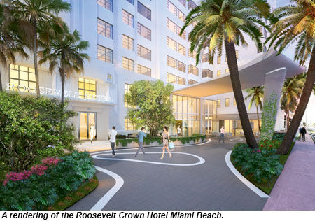 A rendering of the Roosevelt Crown Hotel Miami Beach.