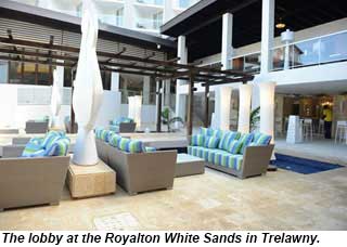 The lobby at the Royalton White Sands.