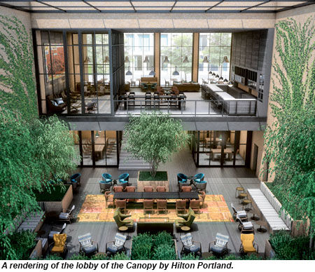 Canopy by Hilton Portland lobby rendering