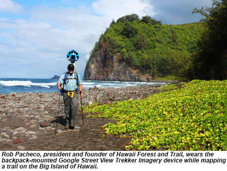 Rob Pacheco maps a trail on the Big Island.