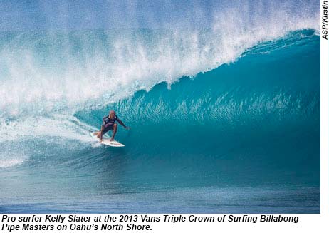 Kelly Slater at the 2013 Vans Triple Crown of Surfing Billabong Pipe Masters.