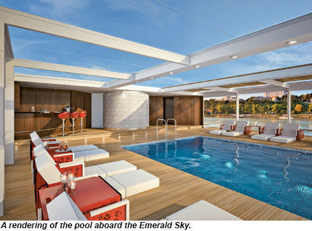 A rendering of the pool aboard the Emerald Sky.