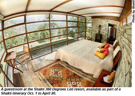 A room at the Shakti 360 Degrees Leti resort.