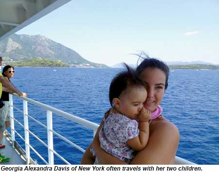 Georgia Alexandra Davis often travels with her two children.