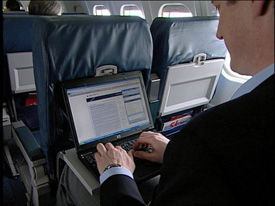 laptop on airplane