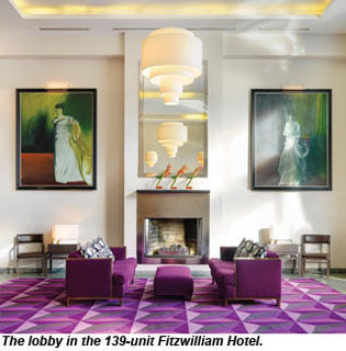 The lobby at the Fitzwilliam Hotel in Dublin