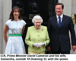 David and Samantha Cameron and Queen Elizabeth II