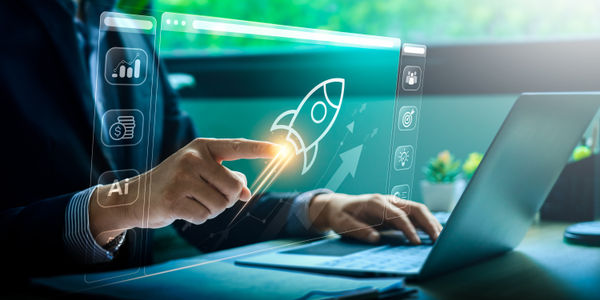 Global tech startup innovates to connect customers worldwide. Emphasizes creativity, resource management for sustainability. Clear leadership, digital marketing. Startup business concept