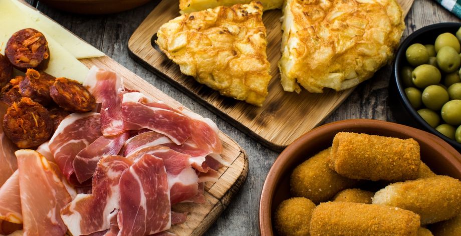 Assortment of Spanish tapas.