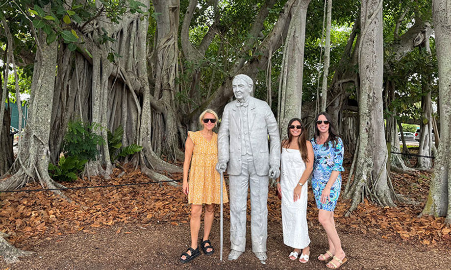 (From left to right) Planner Tracie Person and writer Melissa Puppo visit the Edison and Ford Winter Estates with Erin Lester of Visit Fort Myers.