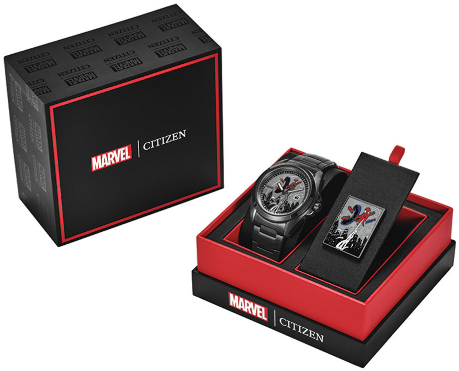 Marvel Citizen wristwatch in a black and red display box.