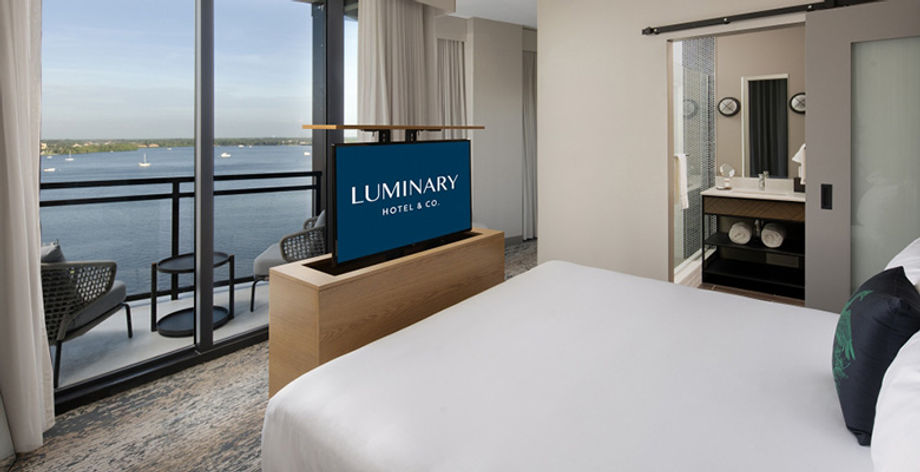 Tuck in at the industrial-chic Luminary hotel.