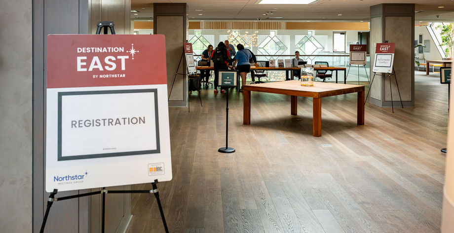 Knowledgeable staff greet guests at Northstar's Destination East hosted-buyer event, taking place at the Windrose on Hudson this week.