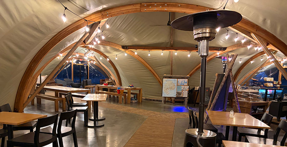 Lobby tent at the Under Canvas Acadia glamping resort in northern Maine