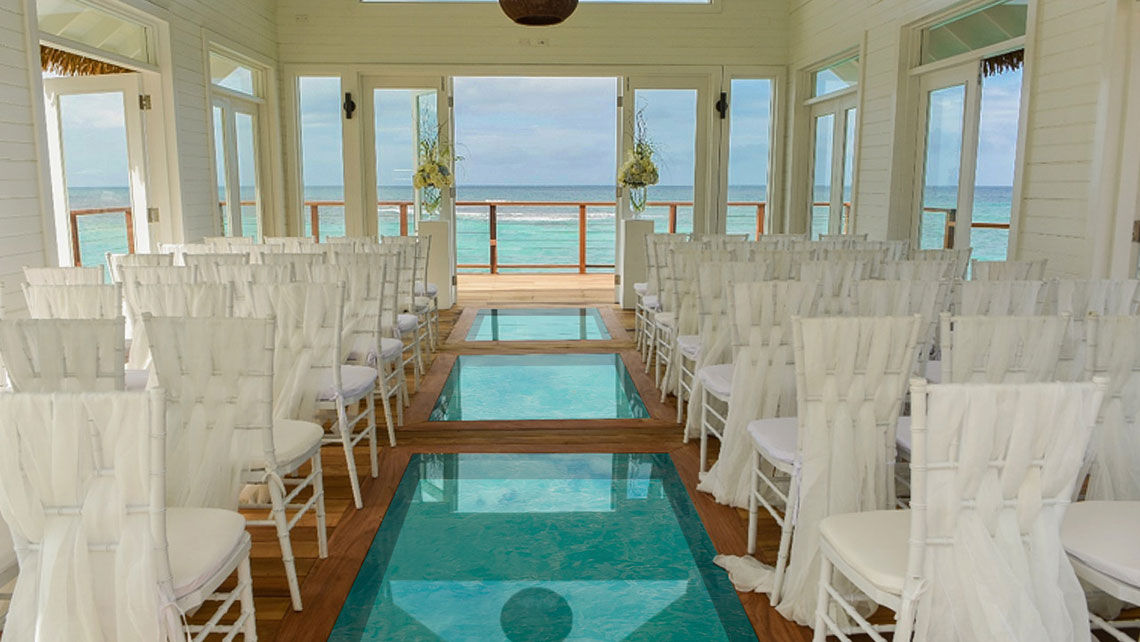 over the water wedding chapel sandals